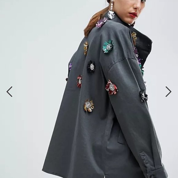 ASOS Custommade military jacket with flower embellishments - Picture 3 of 11